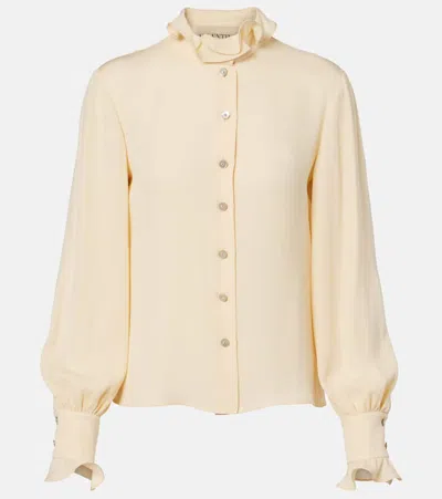 Valentino Georgette Button-front Blouse In Sand