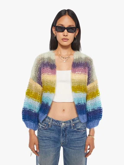 Maiami Mohair Ribbed Bomber Cardigan Color Jacket In Multi