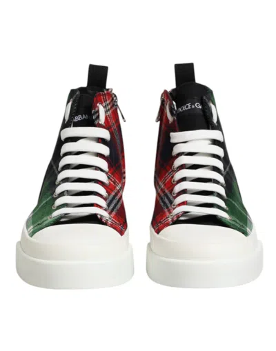 Dolce & Gabbana Multicolor Cotton High Top Men Sneakers Men's Shoes In Red