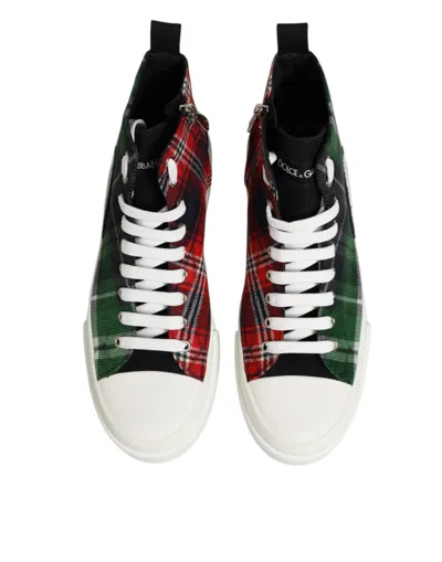 Dolce & Gabbana Multicolor Cotton High Top Men Sneakers Men's Shoes In Red