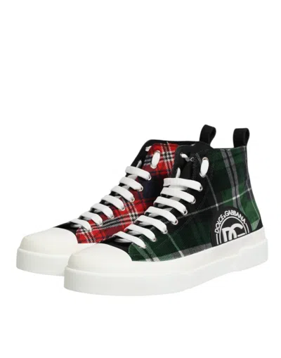 Dolce & Gabbana Multicolor Cotton High Top Men Sneakers Men's Shoes In Red