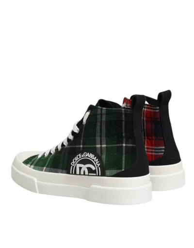 Dolce & Gabbana Multicolor Cotton High Top Men Sneakers Men's Shoes In Red