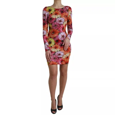 Pre-owned Dolce & Gabbana Multicolor Floral Print Sheath Mini Women's Dress ()