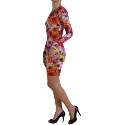 Pre-owned Dolce & Gabbana Multicolor Floral Print Sheath Mini Women's Dress ()