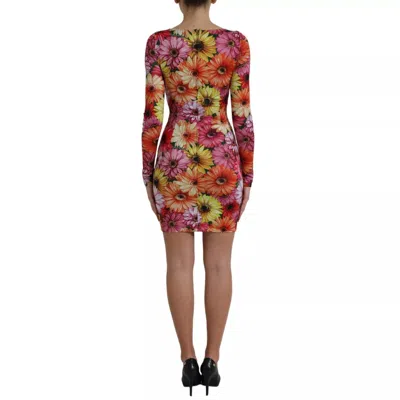 Pre-owned Dolce & Gabbana Multicolor Floral Print Sheath Mini Women's Dress ()