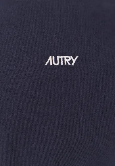 Autry Logo-embroidered Short-sleeved T-shirt In Blue