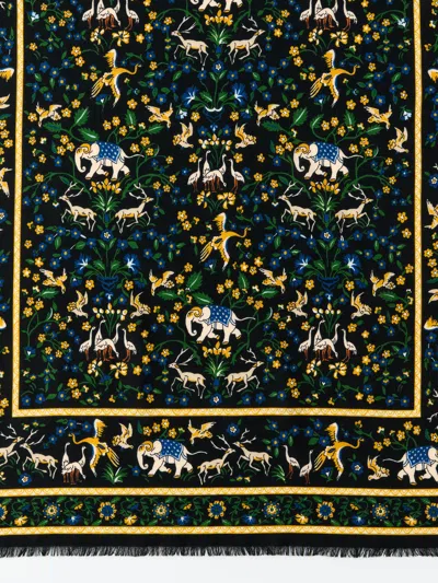 J.mclaughlin Men's Men's Scarf In Country Garden Black/green/yellow | Wool In Brown