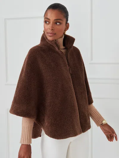 J.mclaughlin Women's Gretchen Faux Fur Zip Poncho Brown