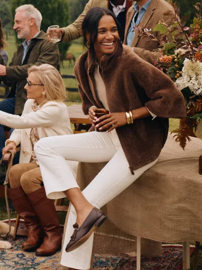 J.mclaughlin Women's Gretchen Faux Fur Zip Poncho Brown