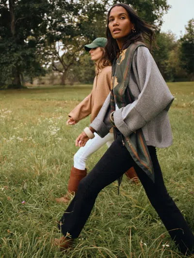 J.mclaughlin Women's Bora Cape In Herringbone Gray | Cotton/wool/polyamide