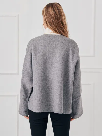 J.mclaughlin Women's Bora Cape In Herringbone Gray | Cotton/wool/polyamide