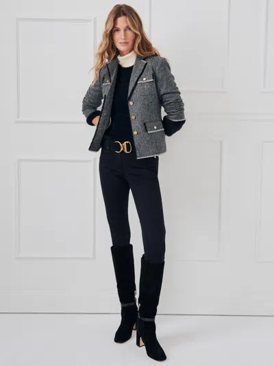 J.mclaughlin Women's Anwen Jacket In Herringbone Charcoal In Gray