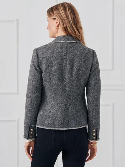 J.mclaughlin Women's Anwen Jacket In Herringbone Charcoal In Gray