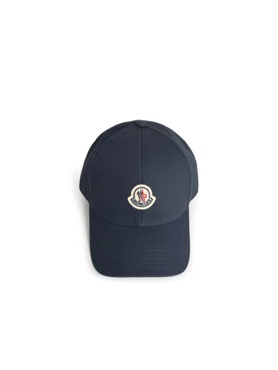 Moncler Blue Cotton Cap In Blue