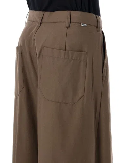 Obey Oliver Pleated Twill Pants In Brown