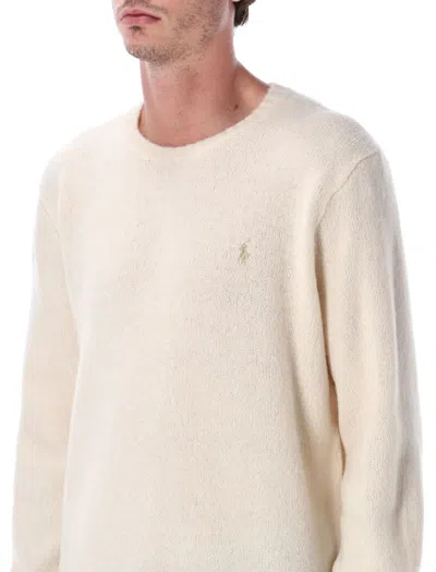 Polo Ralph Lauren Crewneck Sweater In Soft Cream Alpaca Blend In Neutral