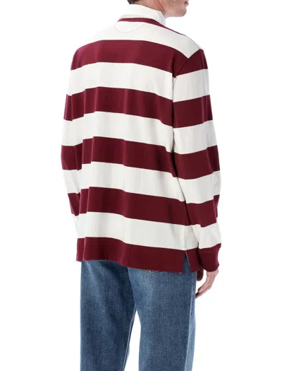 Polo Ralph Lauren Logo-embroidered Striped Cotton-jersey Polo Shirt In Red