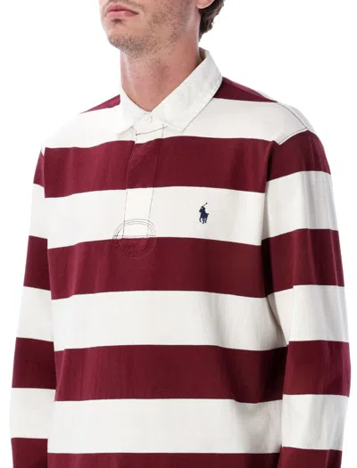 Polo Ralph Lauren Logo-embroidered Striped Cotton-jersey Polo Shirt In Red