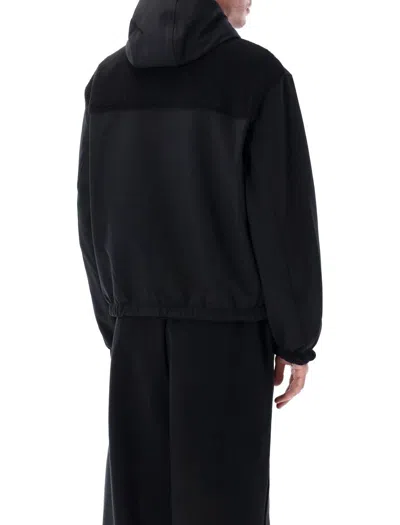 Arte Reersible Nylon And Sherpa Technical Hooded Jacket In Black