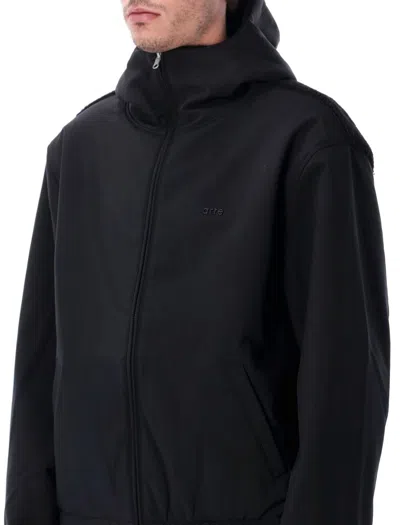 Arte Reersible Nylon And Sherpa Technical Hooded Jacket In Black