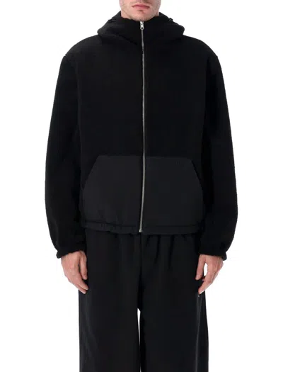 Arte Reersible Nylon And Sherpa Technical Hooded Jacket In Black