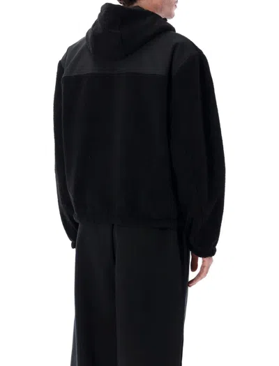 Arte Reersible Nylon And Sherpa Technical Hooded Jacket In Black