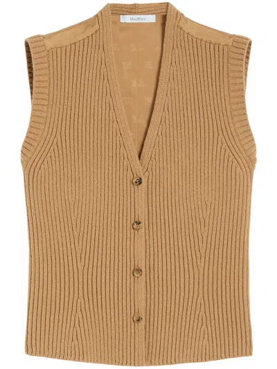 Max Mara Adjustable Back Strap Sleeveless Jacket In Multi