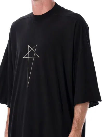 Rick Owens Drkshdw Graphic Print Short Sleeve Tie Detail Top In Black