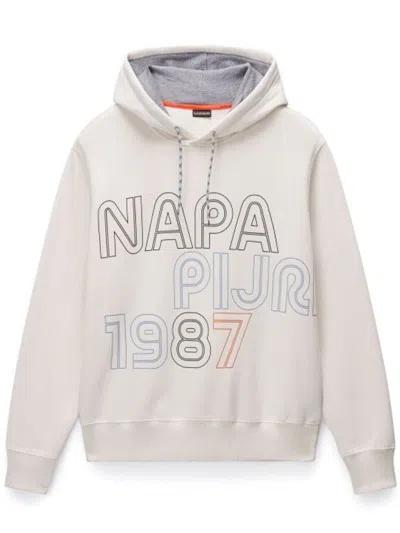 Napapijri Fiemme Logo-print Hoodie In White