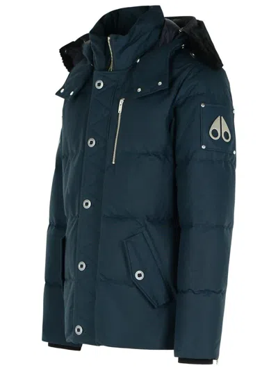 Moose Knuckles 'original 3q' Navy Cotton Blend Down Jacket In Green