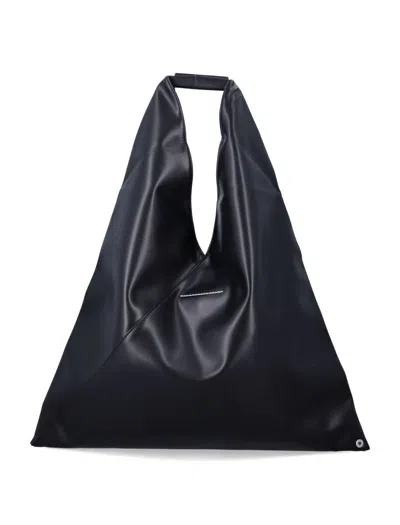 Mm6 Maison Margiela Black Leather Japanese Handbag In Black