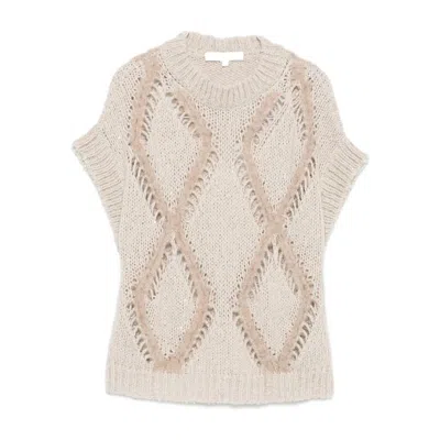 Antonelli Diamond Pattern Knitted Sweater In Neutral