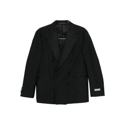 Canali Double-breasted Suit In Black