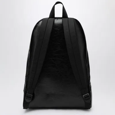 Balenciaga Black Explorer Backpack In Leather With Printed Stickers In Black