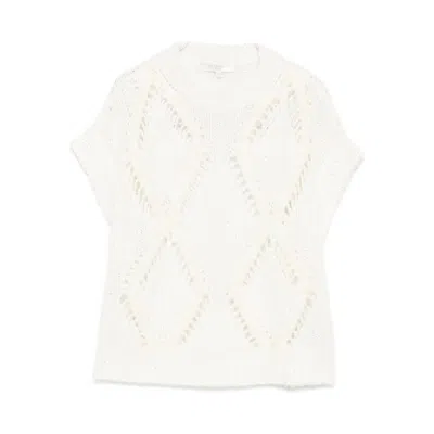 Antonelli Diamond-pattern Knitted Top In White
