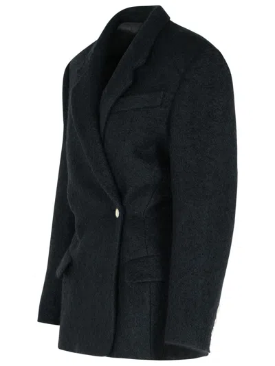 Isabel Marant Wool Blend Jacket Notched Lapels Flap Pockets In Black