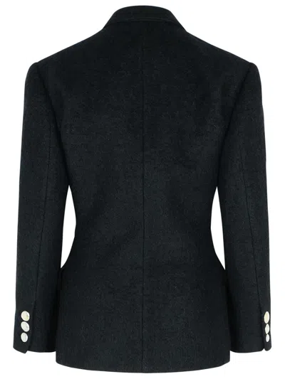 Isabel Marant Wool Blend Jacket Notched Lapels Flap Pockets In Black