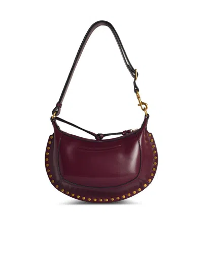 Isabel Marant Womens Oskan Moon Leather Shoulder Bag Burgundy In Burgundy
