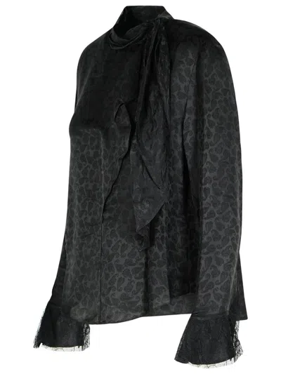 Isabel Marant Raphaella Blouse In Silk And Black Viscose In Blue