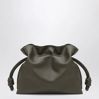 Loewe Medium Flamenco Clutch Dark Khaki In Black