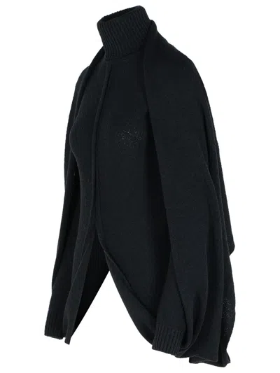 Sportmax Adepto Virgin Wool Blend High Neck Sweater In Black