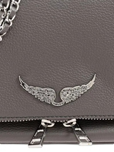 Zadig & Voltaire Zadig&voltaire Rock Grained Leather Bags In Gray
