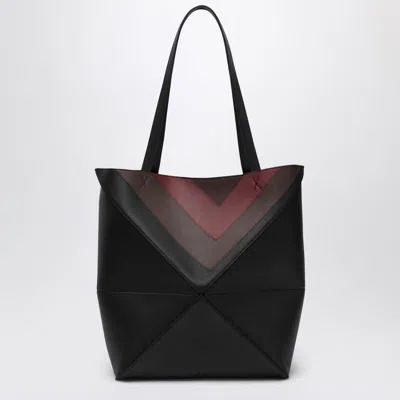 Loewe Medium Puzzle Fold Tote Bag Black/burgundy In Black