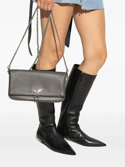 Zadig & Voltaire Zadig&voltaire Rock Grained Leather Bags In Gray