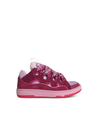Lanvin Leather Blend Sneakers Featuring Contrast Stitching In Purple