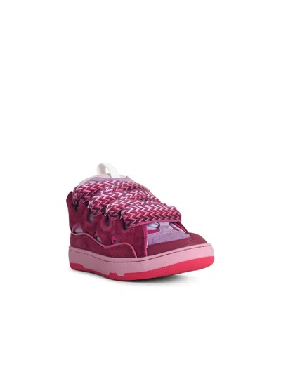 Lanvin Leather Blend Sneakers Featuring Contrast Stitching In Purple