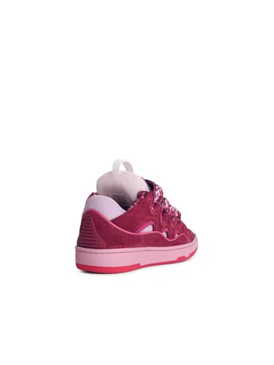 Lanvin Leather Blend Sneakers Featuring Contrast Stitching In Purple