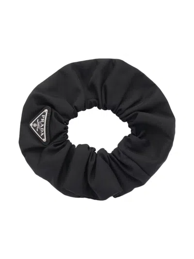Prada Re-nylon Triangle-logo Scrunchie In Black