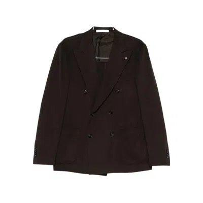 Tagliatore Long-sleeved Suit Jacket In Brown