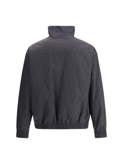 Fendi Men Padded Ff Nylon Bomber Jacket In Black